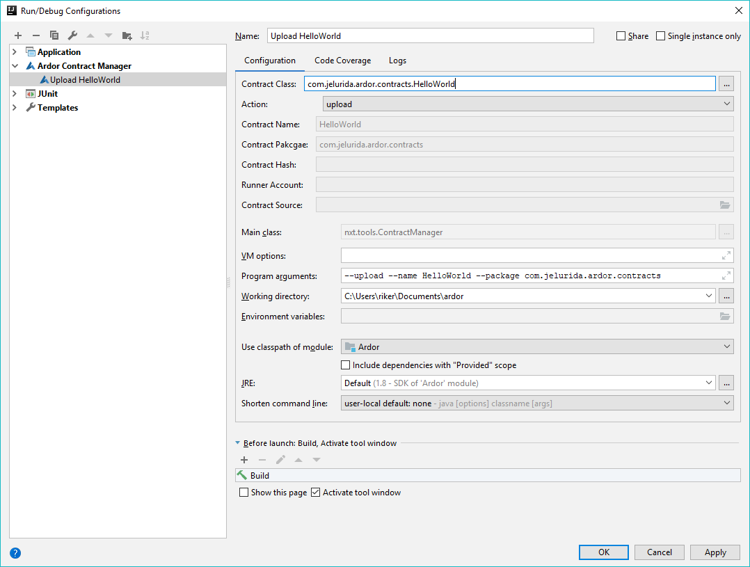 Contract Manager Options