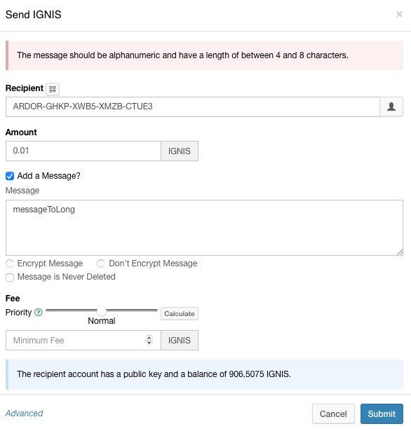 Preventing users to send funds with a wrong message