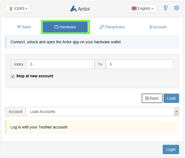 Login tutorial - Hardware wallet Higlighted.png
