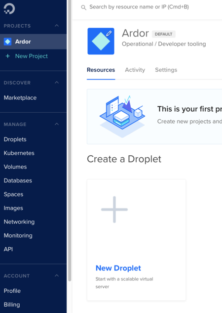 Digital Ocean - Create Droplet