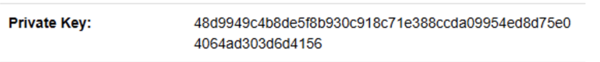 Account details Private Key
