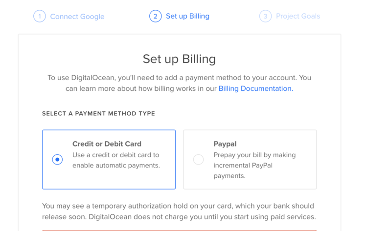Digital Ocean - Signup and billing